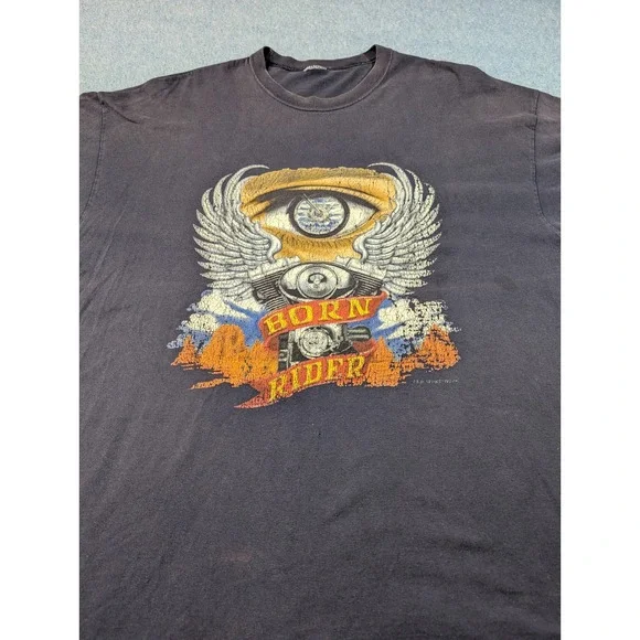 Vintage 2002 Daytona Bike Week Born Rider Graphic T-Shirt XL Black Motorcycle - Picture 2 of 8